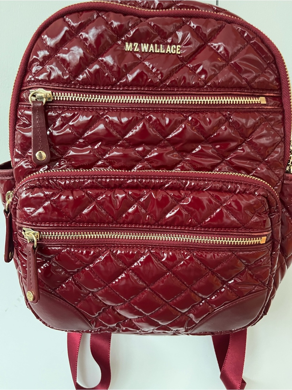 MZ Wallace Small Crosby Backpack in Cranberry Lacquer